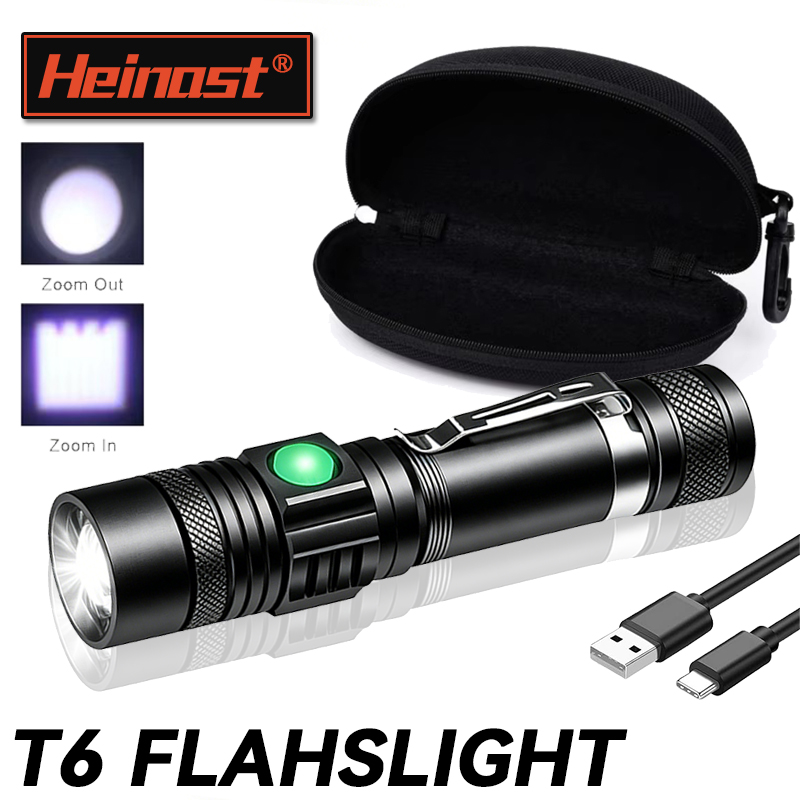 Outdoor Camping Accessories - T6 LED Rechargeable Flashlight,18650 Zoomable Torch,