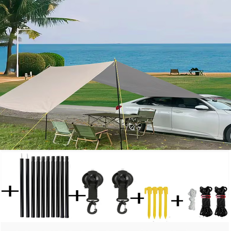 Outdoor Camping Van Tent - Waterproof Retractable Car Side Awning Sunshade