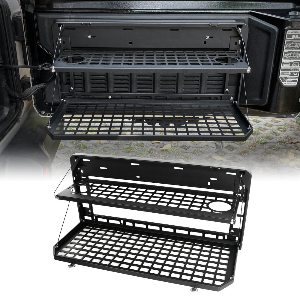 Outdoor Camping Jeep - 2-Tier Tailgate Table Rear Foldable Storage