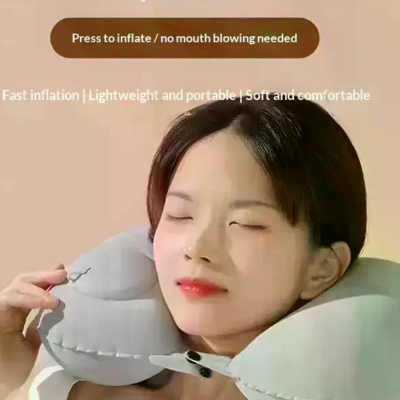 Outdoor Camping Stores - Flocking Inflatable Portable Neck Pillow That