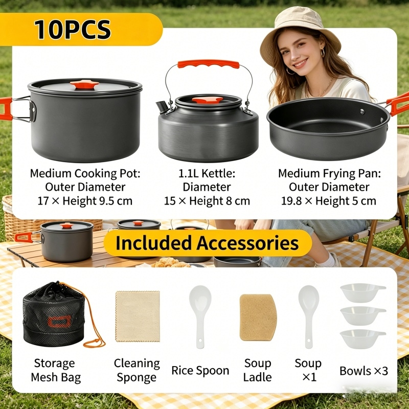 Outdoor Camping Kitchen - Home Household Camping Cookware Set with