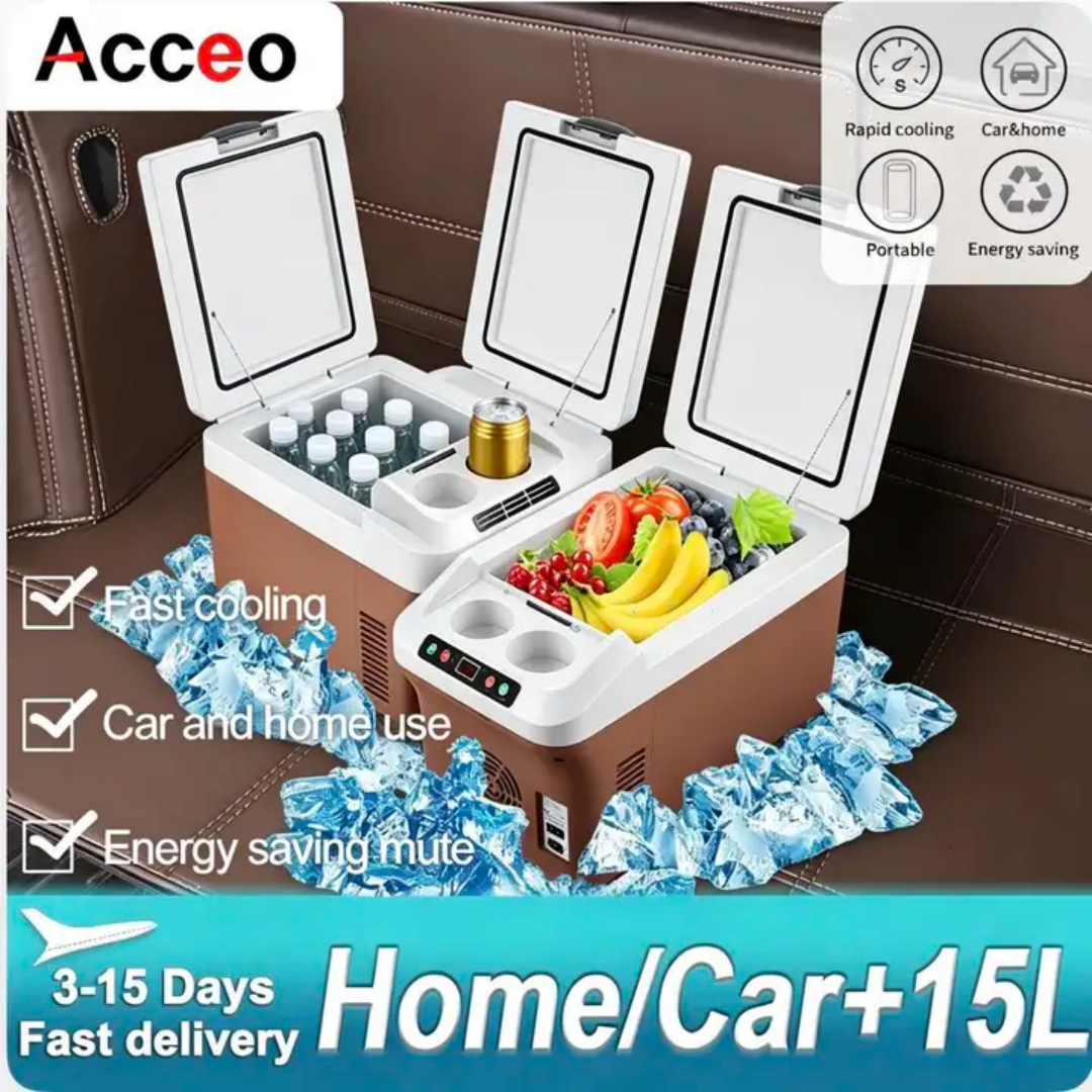 Outdoor Camping Fridge - Acceo 15L Portable Car Refrigerator Dual