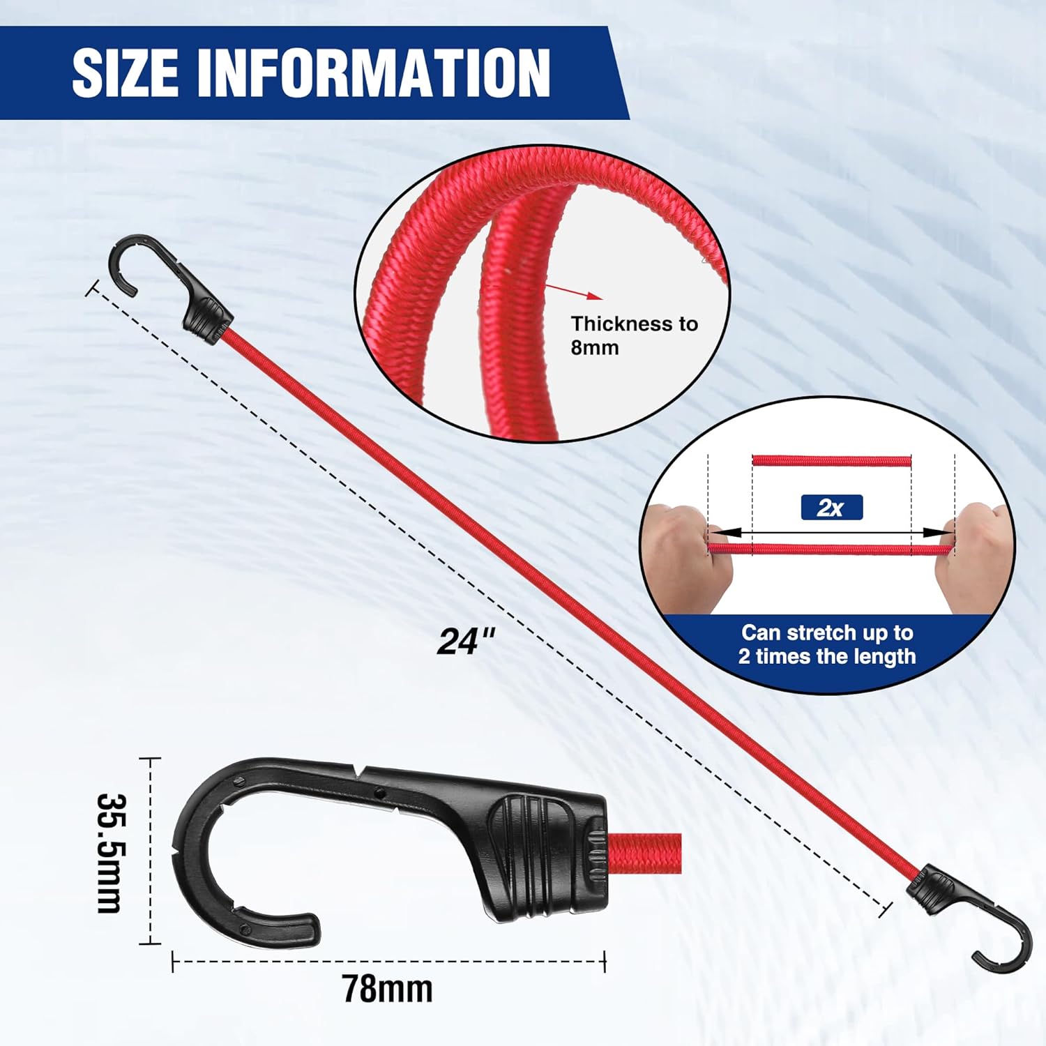 24 Inch Bungee Cords with Hook - Camping Rope 리뷰 및 가격