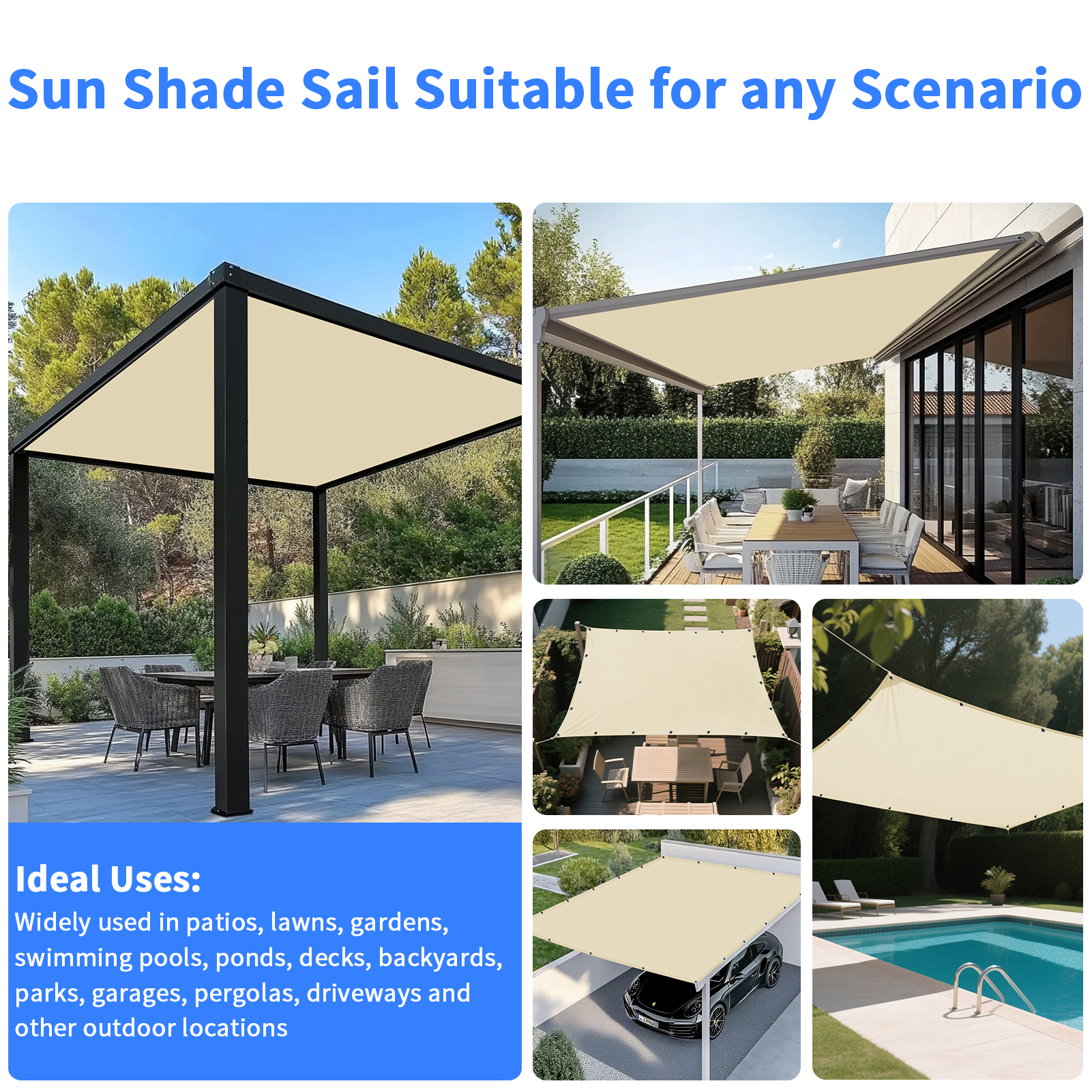 5x4m 4x3m 3x2m Garden Sun Shad - Outdoor Camping House 리뷰 및 가격