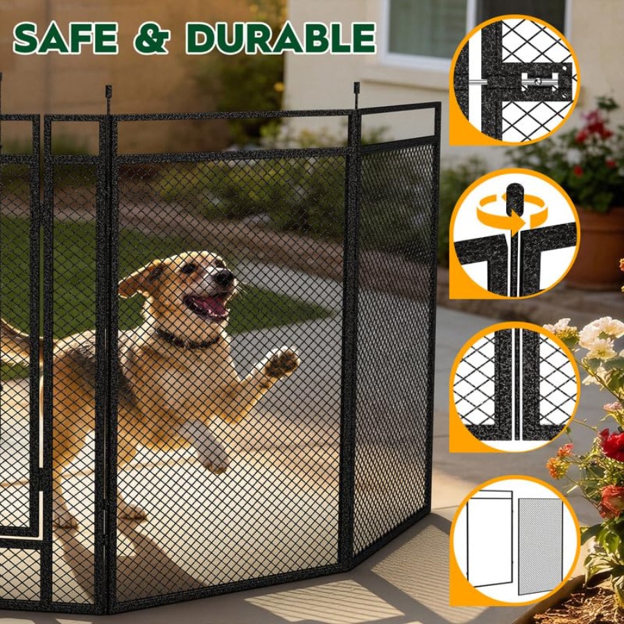 Dog Playpen with Safety Mesh 3 - Outdoor Camping Dog Kennel 리뷰 및 가격