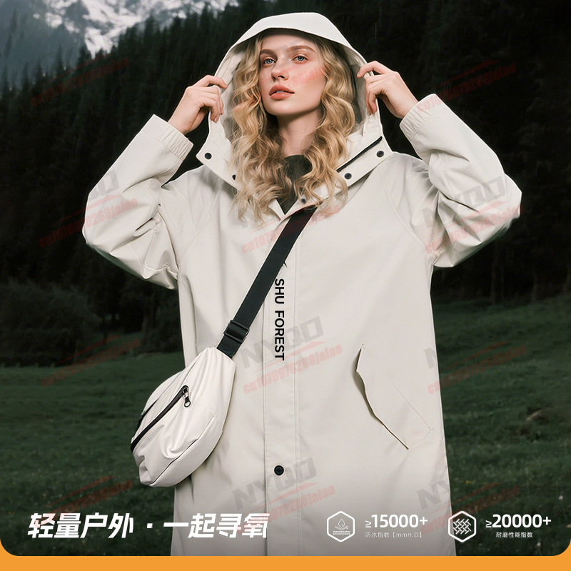 Women Long Raincoat Windproof  - Outdoor Camping Jacket 리뷰 및 가격