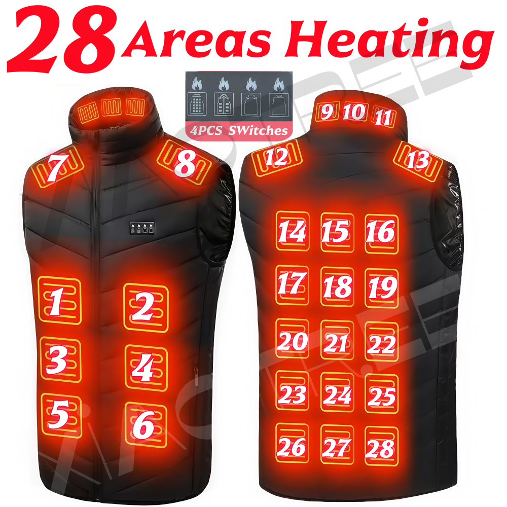 28/9 Areas Heated Vest Men Jac - Outdoor Camping Vest 리뷰 및 가격