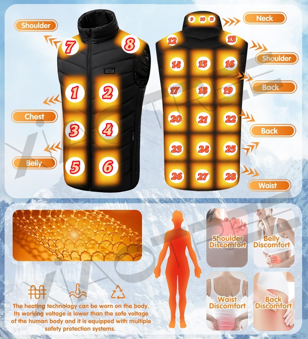 28/9 Areas Heated Vest Men Jac - Outdoor Camping Vest 리뷰 및 가격