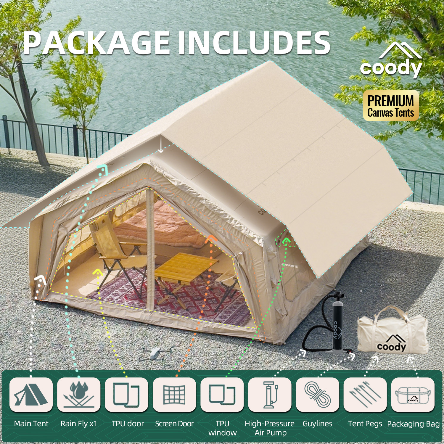 Coody 13.6 Air Tent-Beige Infl - Outdoor Camping And Glamping 리뷰 및 가격